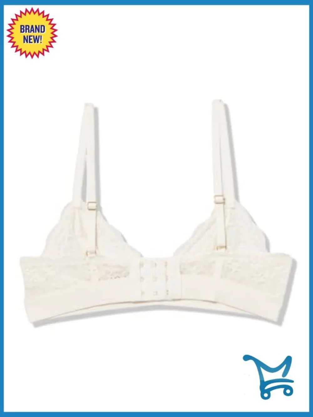 Triangle Lace Bralette Demi Adjustable Straps Front Hook & Eye Wire Free